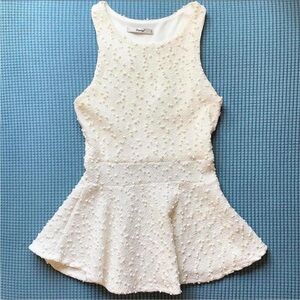 Papaya White Textured Peplum Top